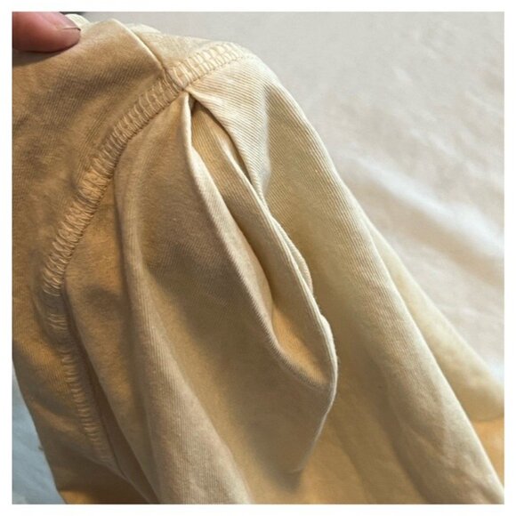 We The Free People Cream Oatmeal 3/4 Sleeve Shirt Size XL Distressed Pleats - Picture 14 of 14